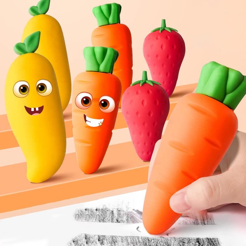 Three Fruit Erasers Student Creative Stationery Office Creative Erasers Sketch Erasers Funny Cute Party Favors