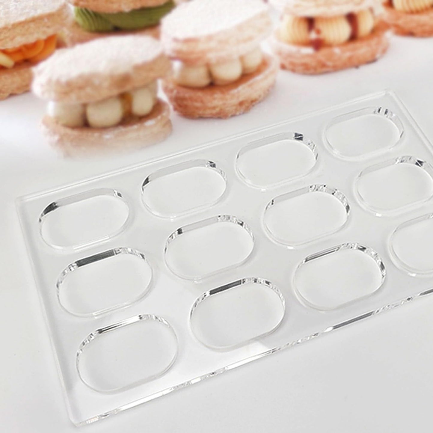 Transparent cake mold, oval macaron cake mold, cake decoration tool, baking tray, French pastry mold