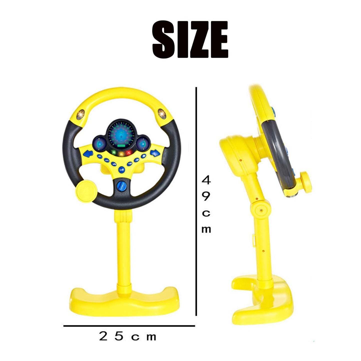Steering Wheel Driving Toy, Simulated Steering Wheel for Kids, Electric Car Steering Wheel Toys, Simulation Copilots , (Yellow)