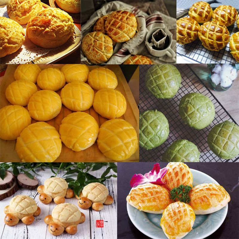Plastic Lattice Press Pineapple Bun Mold,Baking Tool for Bread,Cake,Biscuit,Kitchen Pastry Pineapple Dome Roll Mold