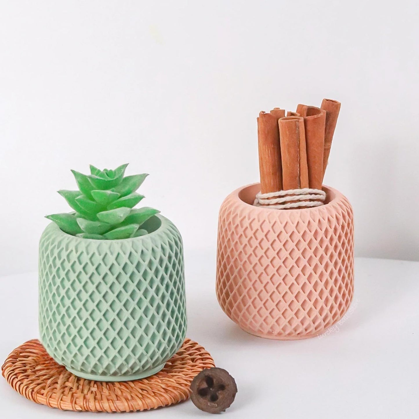Mesh Round Plaster Flower Pot Candle Jar Silicone Mold Succulent Planter Vase Concrete Mold Storage Box Pen Cement Clay Mould