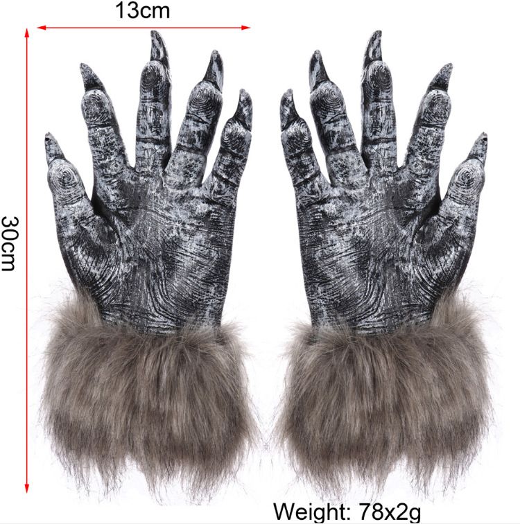 Halloween Costume Animal Paw Gloves Hairy Bear Wolf Gorilla Monster Claws Role Play Themed Party Costume Gloves