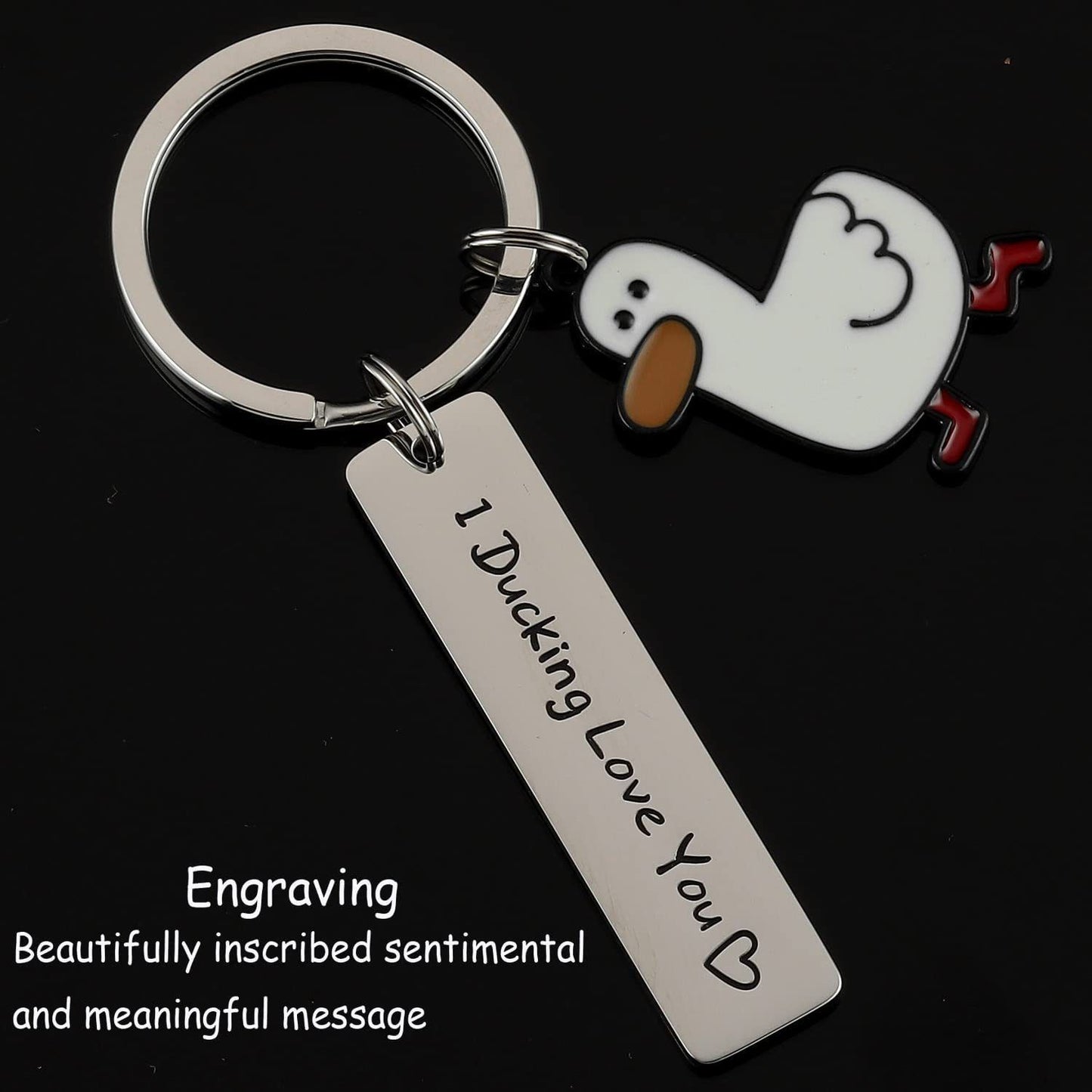 Duck Keychain for Couples Cute Keyring for Duck Lovers Funny Keychin for Car Backpack Gifts for Her Him Birthday