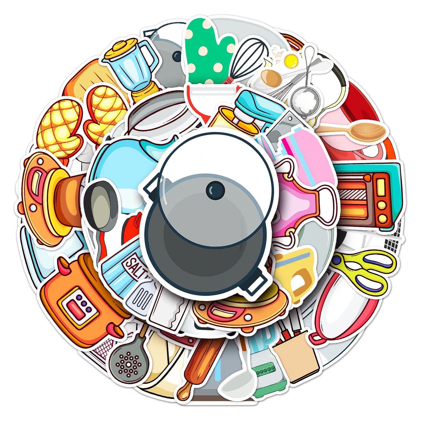 Kitchen Supplies Stickers - 50 Pcs Cartoon Waterproof Decals DIY for Party Supplies PVC Decoration for Laptop Guitar Gift to Teens