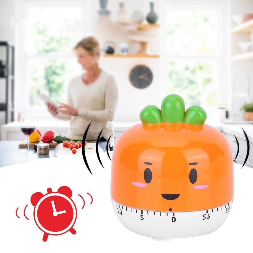 Cute Cartoon Machinery Timers Mechanical Kitchen Cooking Timer Clock Alarm Reminder Timepiece Kitchen Utensil(Orange)