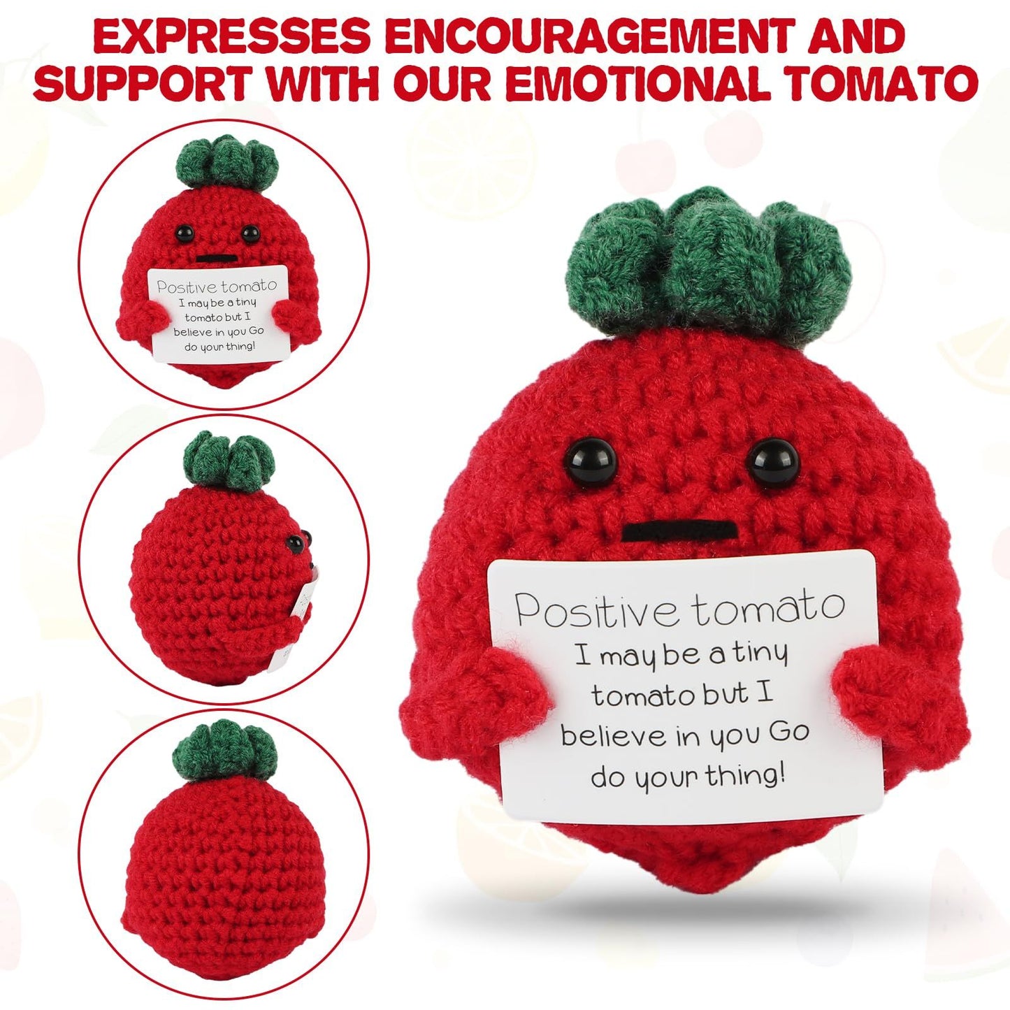 Mini Funny Crochet Tomato Doll Creative Cute 3 inch Cheer Up Gifts for Friends Party Decoration Encouragement