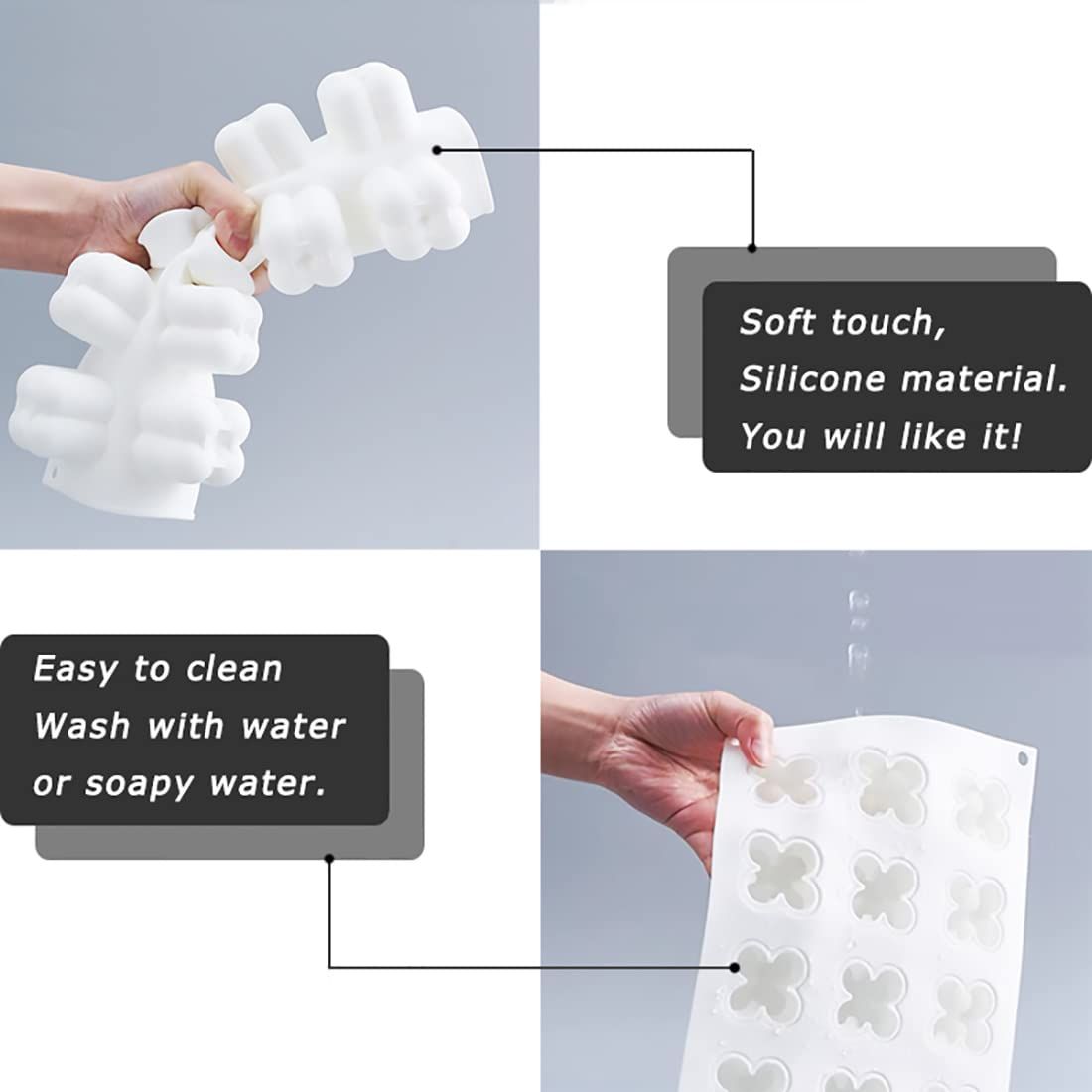 SILICANDO Bubble Candle Silicone Mold, 15 in1 Handmade Soy Wax Mold, 3D Mini Bubble Cube Ball Resin Candle Mold, Mousse Cake