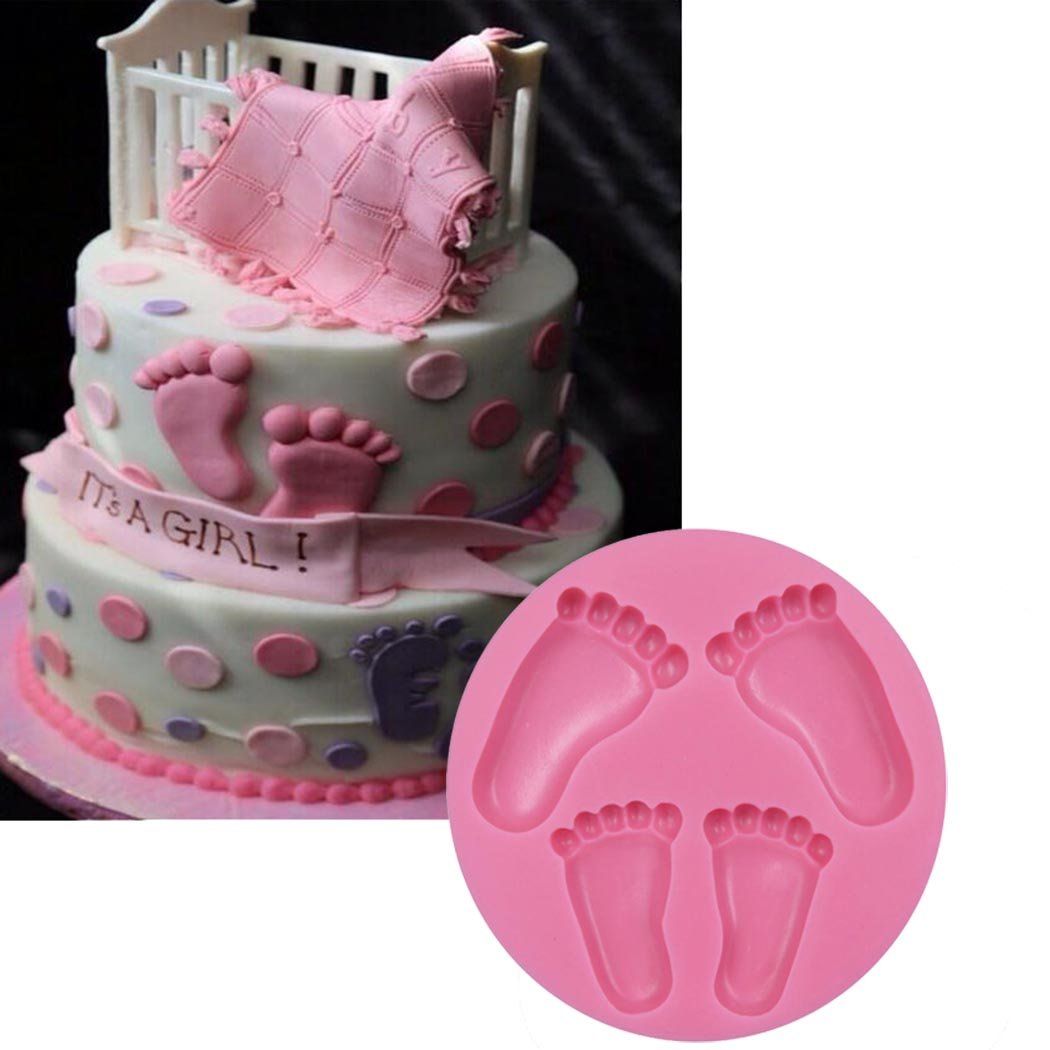 Feet Mold,Soap Clay Chocolate Sugarcraft Baking Tool DIY Mold for Baby Shower Birthday Party Cake Decoration