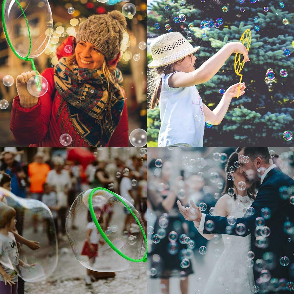 Bubble Wands Set, Kids Outdoor Giant Bubbles Wand Large Bubbles Maker Toys for Boys Girls with Tray Bubble Sticks