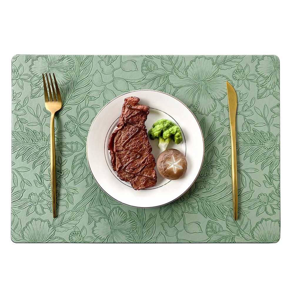 Placemats Set of 3 Faux Leather Place Mats Heat Resistant Waterproof Wipeable NonSlip Dining Table Mats Tabletop Decor for Kitchen
