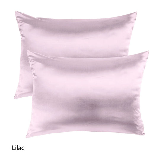 Royal Comfort Mulberry Soft Silk Hypoallergenic Pillowcase Twin Pack 51 x 76cm - Lilac - Mekamart Australia