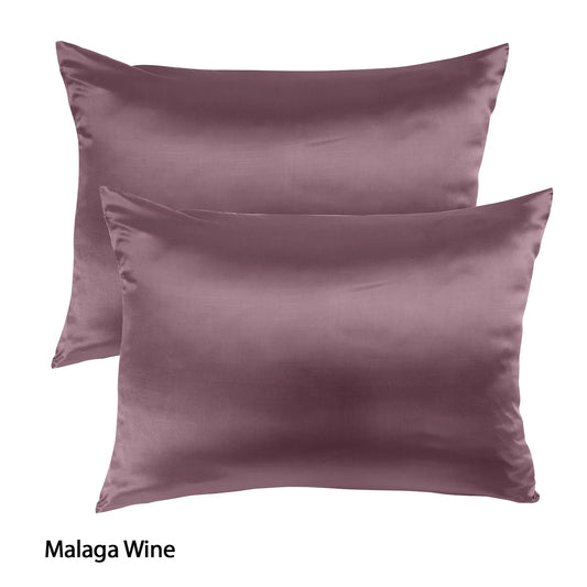 Royal Comfort Mulberry Soft Silk Hypoallergenic Pillowcase Twin Pack 51 x 76cm - Malaga Wine - Mekamart Australia