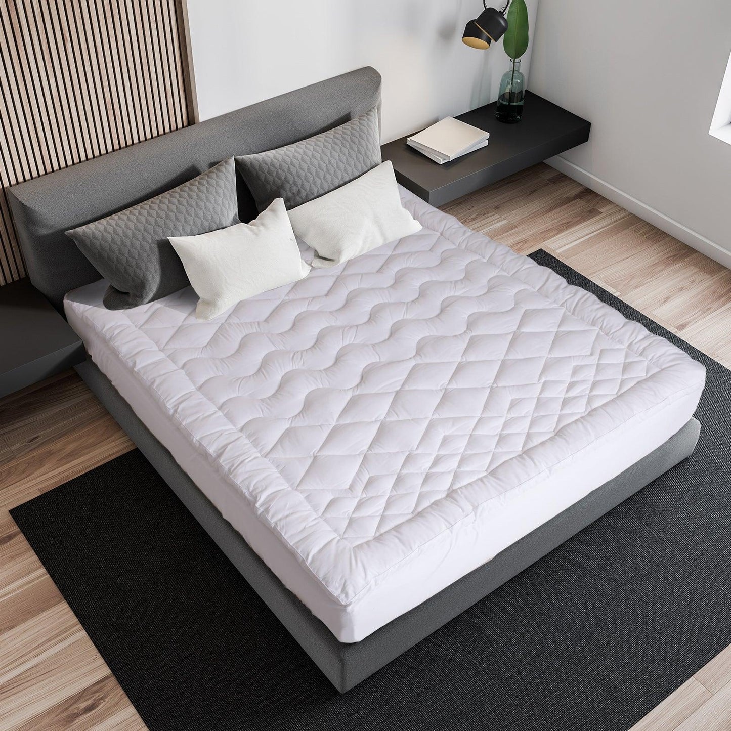 Royal Comfort 1200GSM Deluxe 7-Zone Mattress Topper Luxury Gusset Breathable - Queen - White - Mekamart Australia