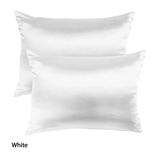 Royal Comfort Mulberry Soft Silk Hypoallergenic Pillowcase Twin Pack 51 x 76cm - White - Mekamart Australia