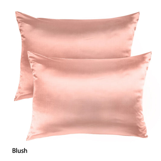Royal Comfort Mulberry Soft Silk Hypoallergenic Pillowcase Twin Pack 51 x 76cm - Blush - Mekamart Australia