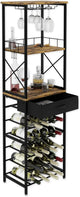 CARLA HOME Freestanding Wine Rack for 20 Bottles with Wood Countertop and Sturdy Metal Frame - Mekamart Australia