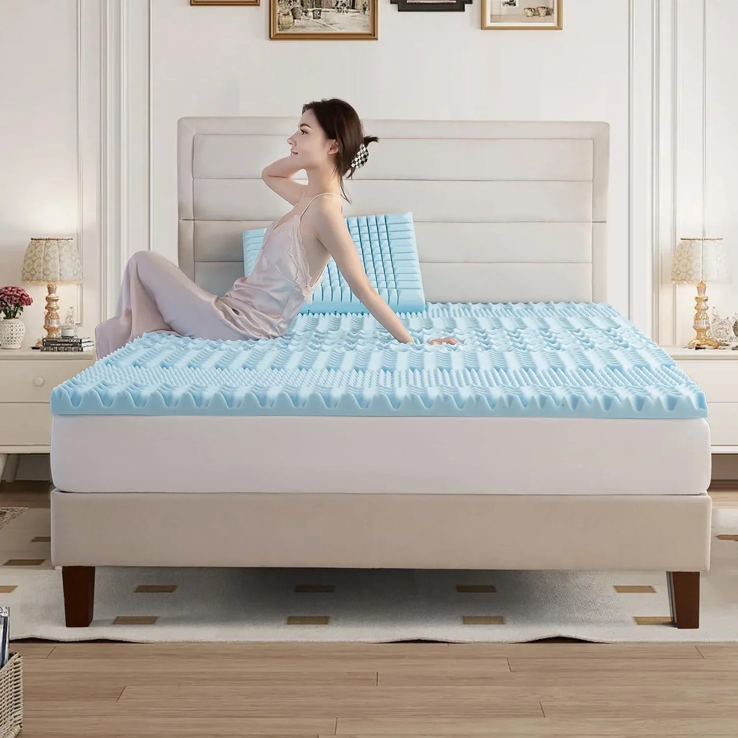 Single Memory Foam Mattress Topper 7-Zone Bamboo Cover Breathable - Mekamart Australia