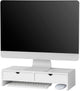 White Monitor Stand Desk Organizer with 2 Drawers