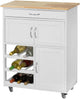 Kitchen Trolley with Wine Racks, Portable Workbench and Serving Cart for Bar or Dining - Mekamart Australia