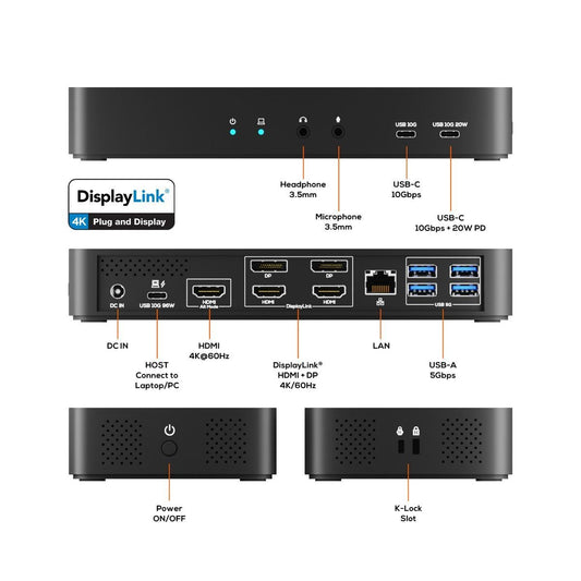 mbeat USB-C Triple 4K Display Docking Station (DisplayLink® + HDMI-ALT)