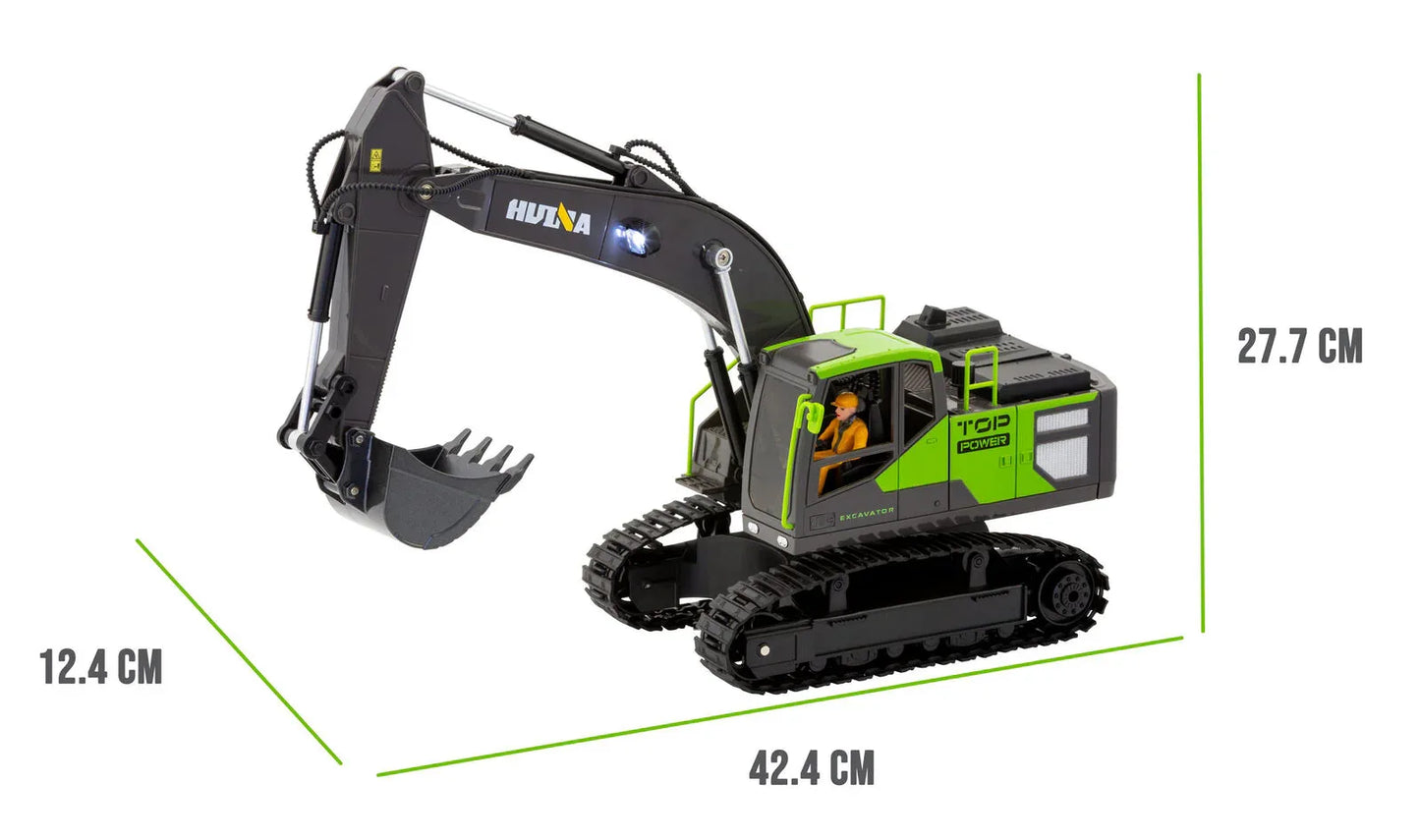 1:18 Scale 13-Channel Alloy Remote Control Excavator Construction Vehicle with Lights, Sound and Steam - Mekamart Australia