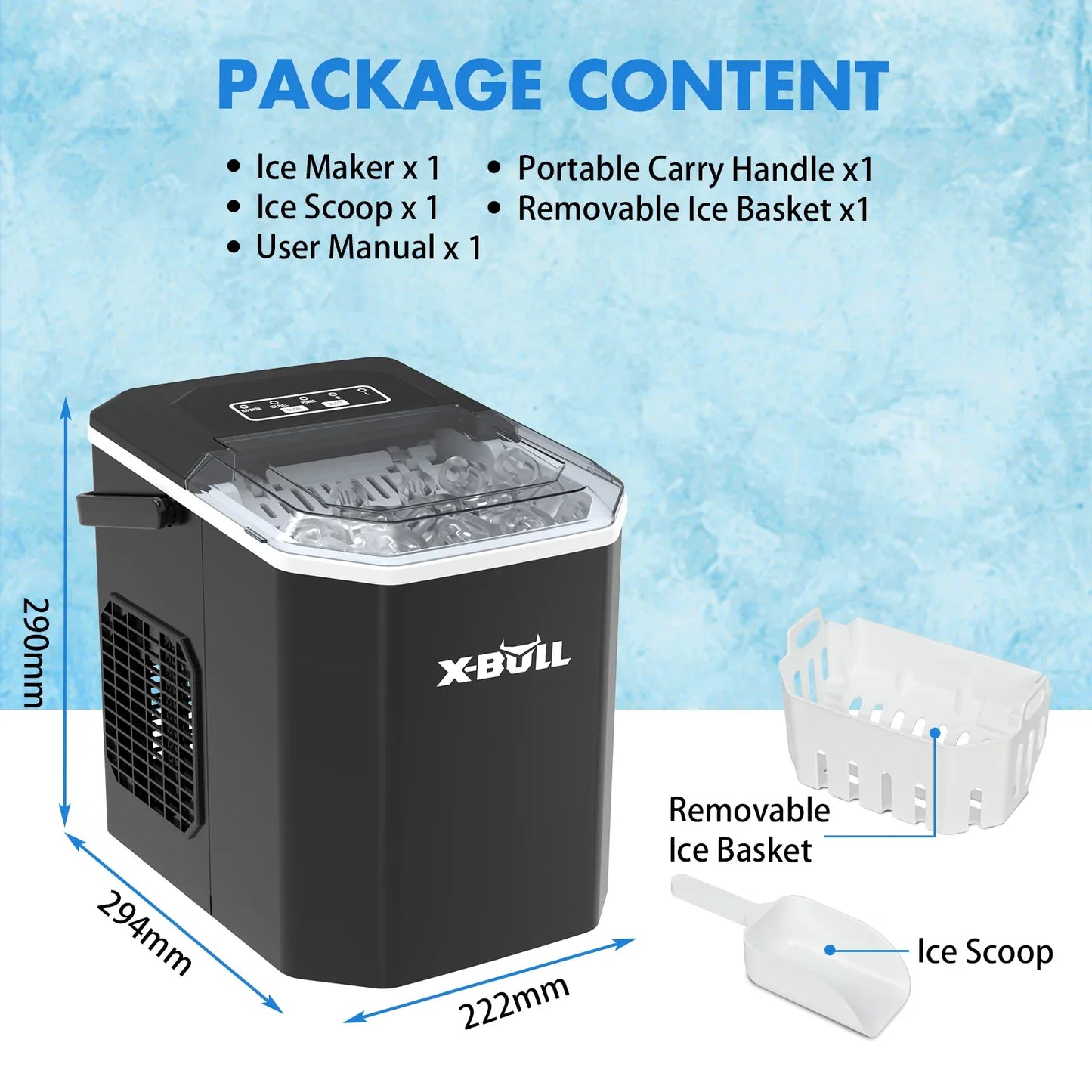 Ice Maker Machine 2.2L Portable Ice Cube Tray Bar Countertop Party Commercial - Mekamart Australia