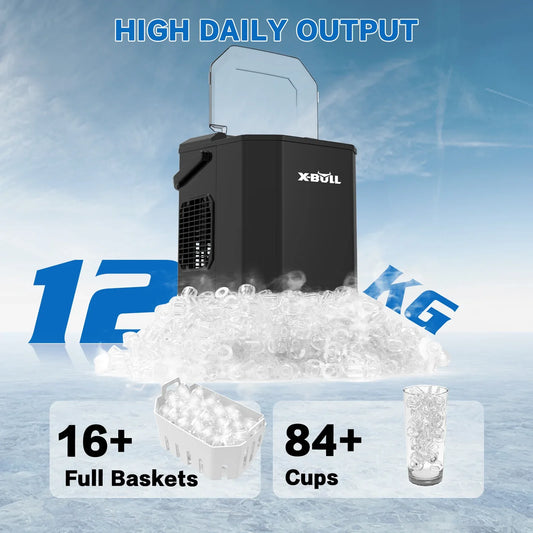 X-BULL Ice Maker Machine Commercial Portable Ice Cube 2.2L Home Bar Benchtop Black - Mekamart Australia