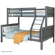 Kingston Slumber Bunk Bed Triple Wooden Single Over Double Beds for Kids, Solid Pine Wood, Convertible Design, Grey - Mekamart Australia