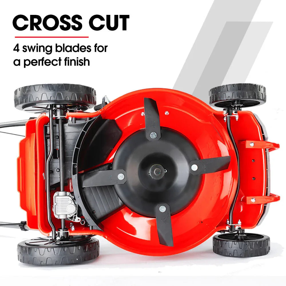 BAUMR-AG 18" 150cc Self Propelled Lawn Mower, 7 Height, Steel Deck, Cup Holders, 4-Stroke Petrol Lawnmower - 740SX - Mekamart Australia