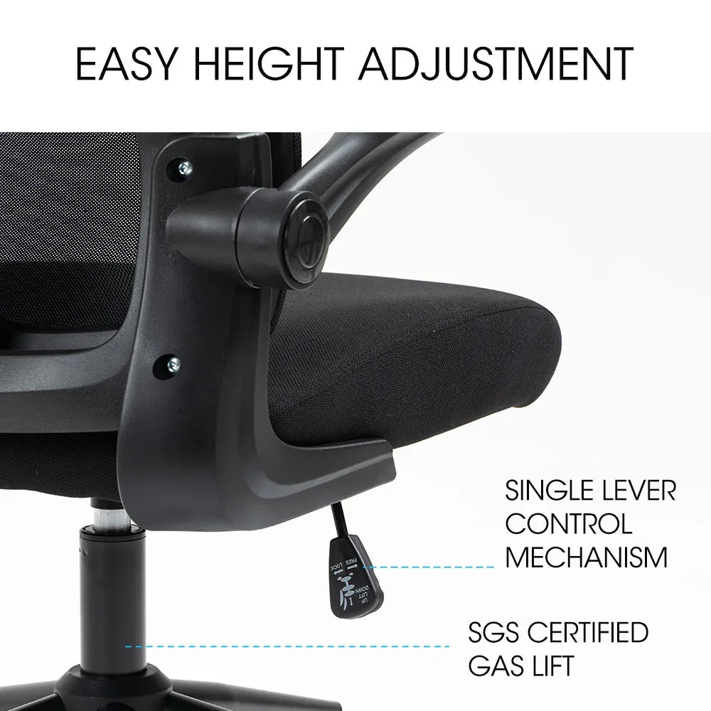 FORTIA Ergonomic Office Desk Chair, Lumbar Support, Mesh Fabric, Adjustable Headrest, Retractable Armrests, Black - Mekamart Australia