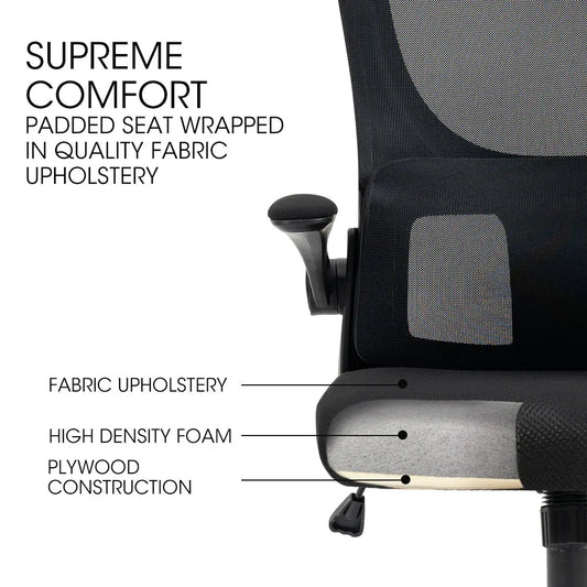 FORTIA Ergonomic Mesh Office Chair Computer Seat Adjustable Recline, Black - Mekamart Australia