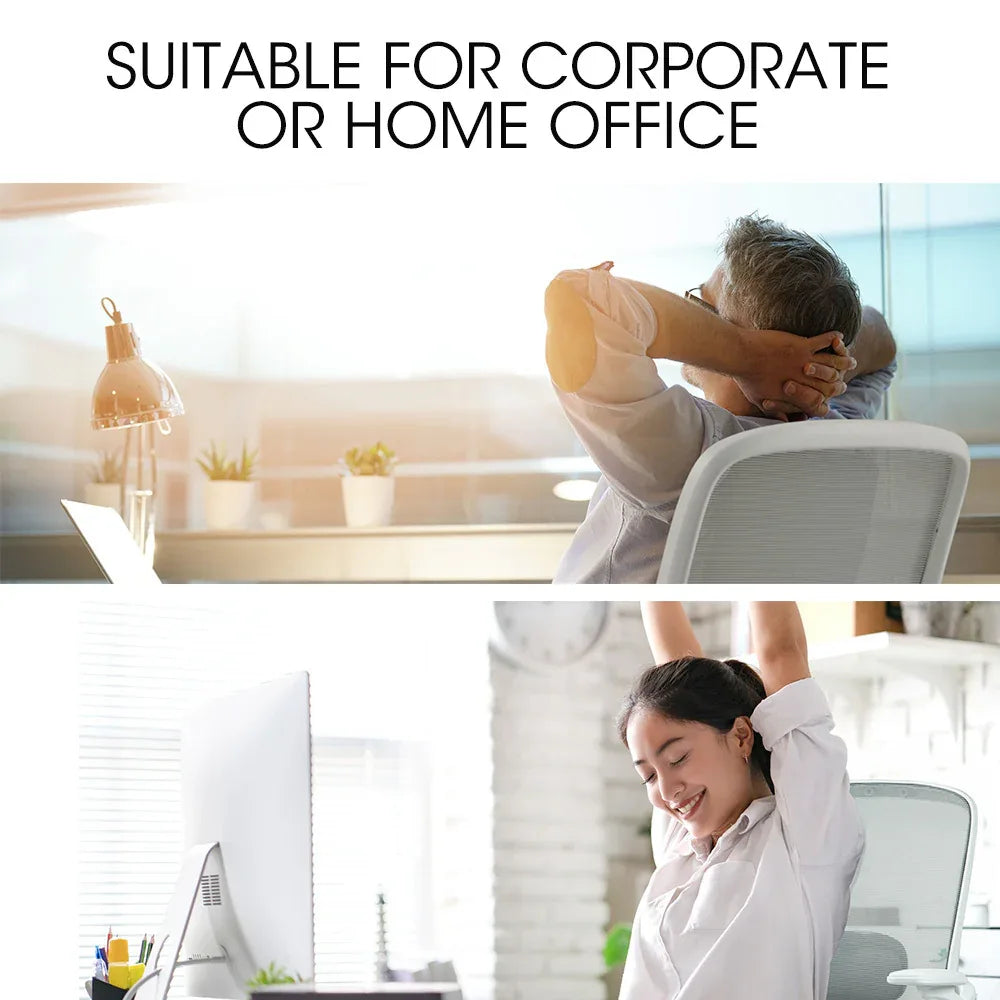 Fortia Ergonomic Office Desk Chair, Coolmesh Fabric, Adjustable Recline, Grey Mesh/White Frame - Mekamart Australia