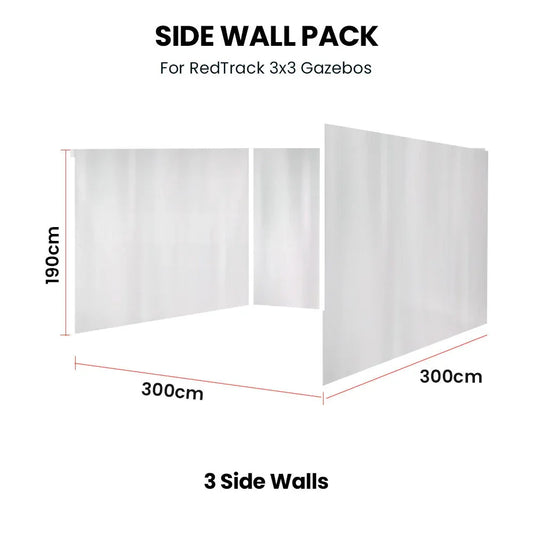 RED TRACK 3x Side Walls for 3x3m Gazebo, White - Mekamart Australia