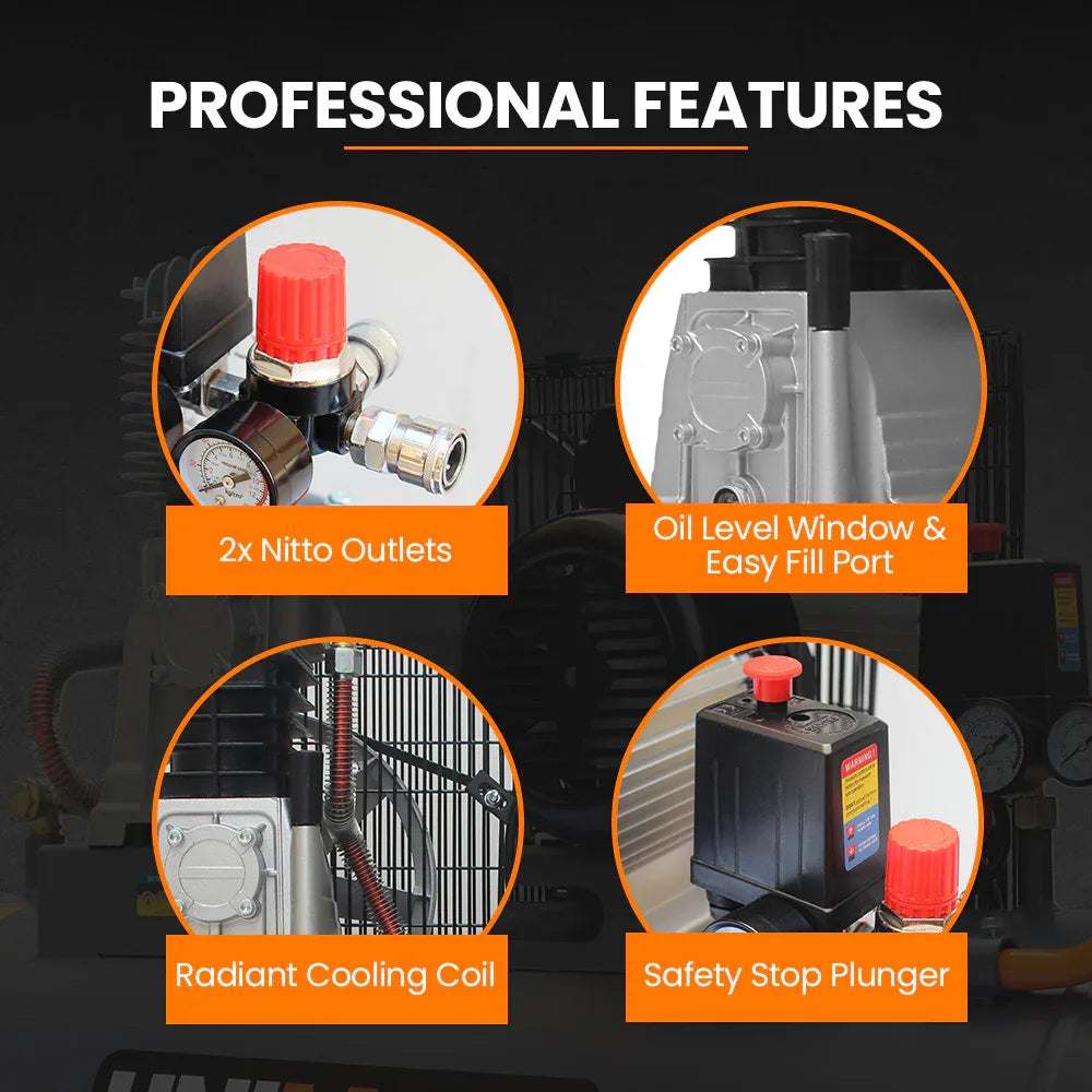 Unimac 70L 2.2kW Commercial Air Compressor, 280L/min 116PSI, Brushless Motor, Certified Tank, Long Service Life - Mekamart Australia