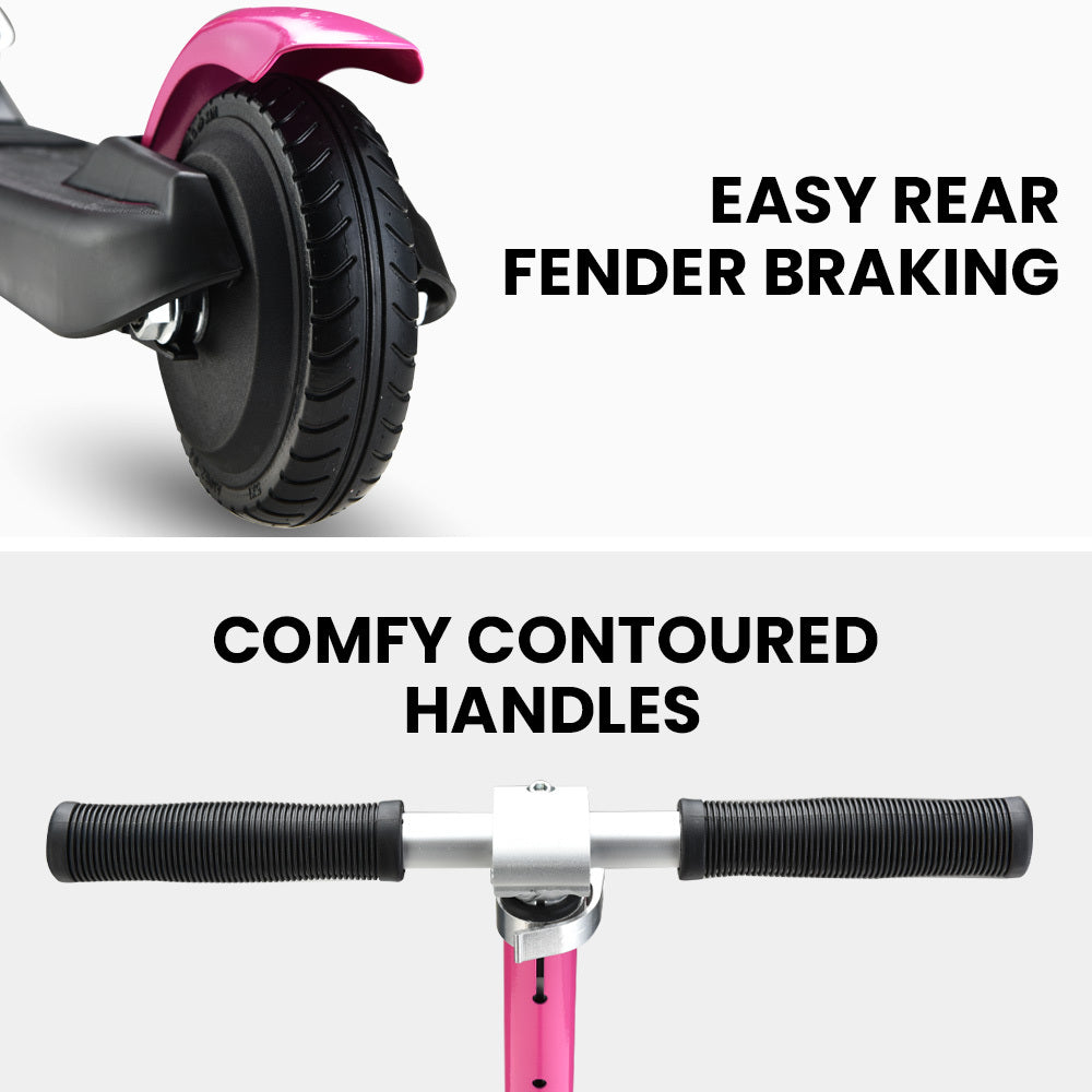 ROVO KIDS Electric Scooter, AU Compliant, Lithium Ride-On Foldable E-Scooter 125W Rechargeable, Pink