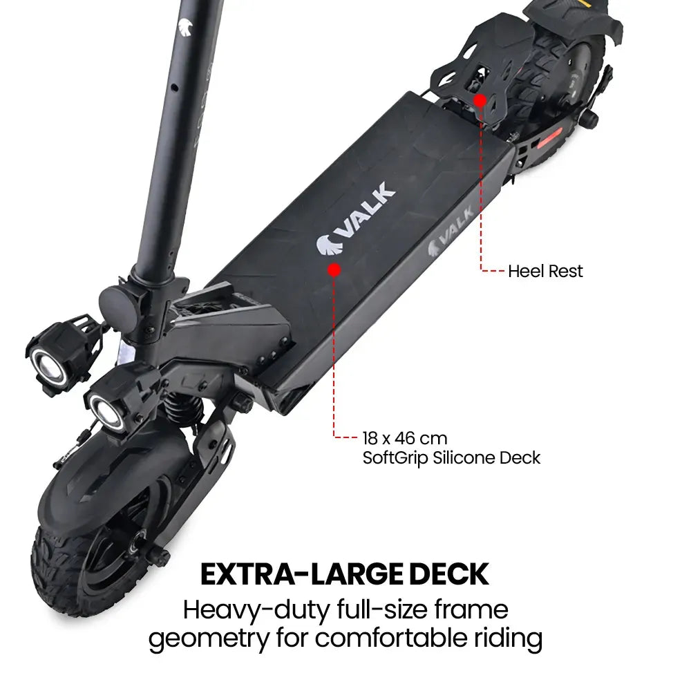 VALK Ego 8 Electric Scooter, 500W, AU Compliant, 48V 13Ah, 55km Max Range, eScooter for Adults, Foldable, Off Road, Black