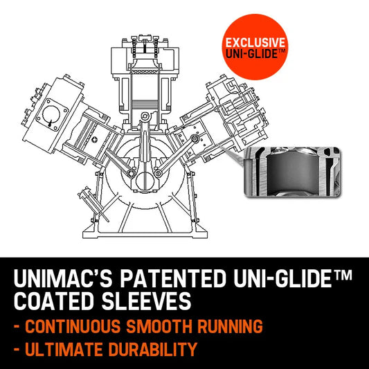 UNIMAC 18HP Industrial Petrol Air Compressor 115PSI 150L Tank with Electric Key Start - Mekamart Australia