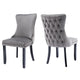 2x Velvet Upholstered Dining Chairs Tufted Wingback Side Chair with Studs Trim Solid Wood Legs for Kitchen - Mekamart Australia