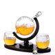850ml Whiskey or Wine Globe Glass Decanter Set - 2x Glasses + Wooden Stand - Mekamart Australia