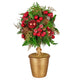 Christabelle 36cm Christmas Tabletop Topiary Tree Pre-Decorated Berries, Baubles & Pine Cones Gold Pot Twisted Stem Festive Decoration - Mekamart Australia