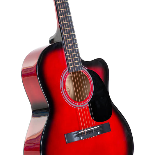 Karrera Acoustic Cutaway 40in Guitar - Red - Mekamart Australia