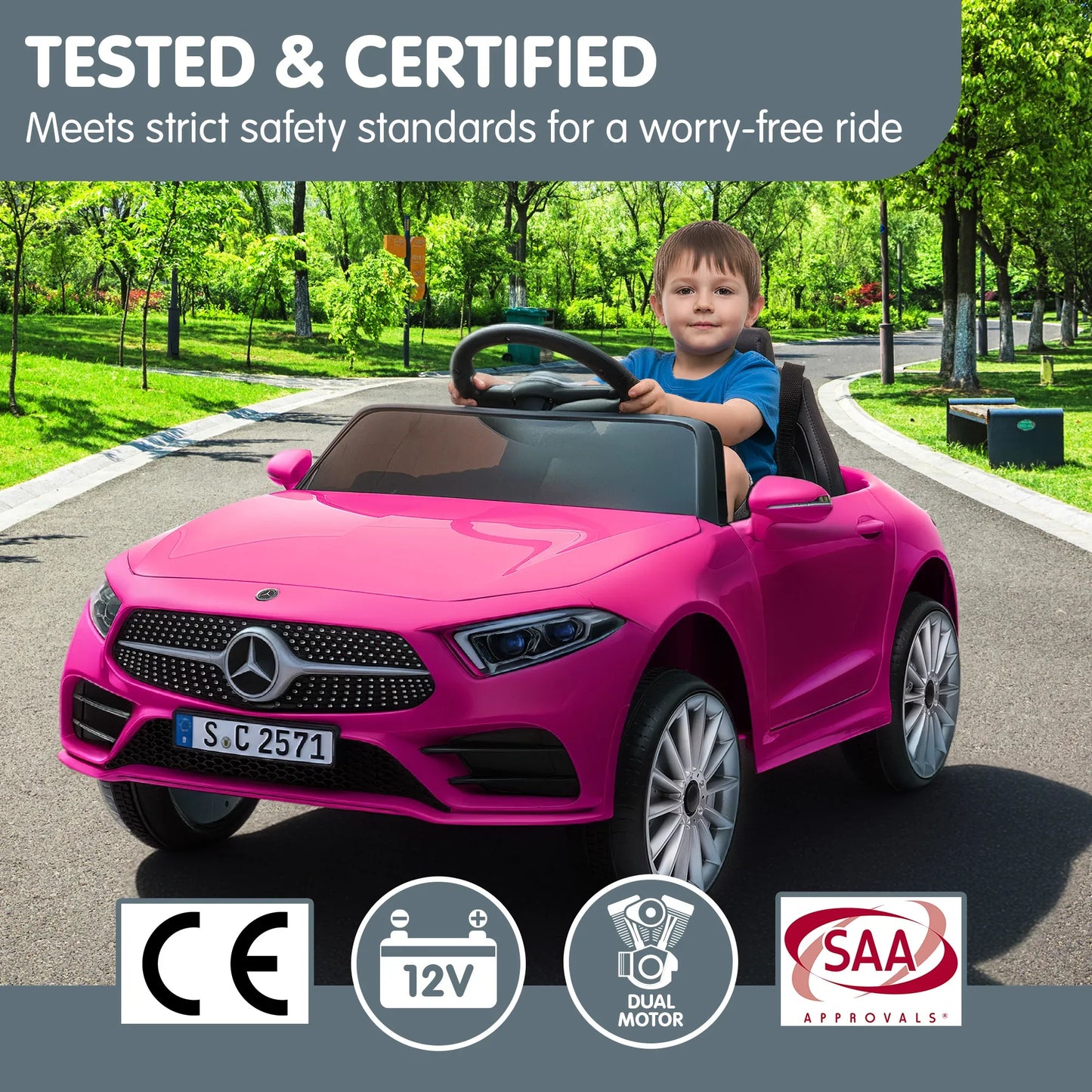 Kahuna Mercedes Benz CLS 350 Kids Electric Ride On Car with Remote Control - Pink - Mekamart Australia