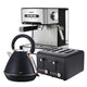 Pronti Toaster, Kettle & Coffee Machine Breakfast Set - Black - Mekamart Australia