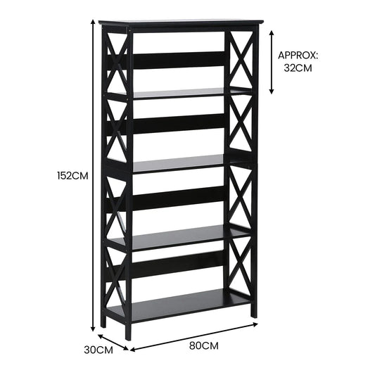 Sarantino Daphne 5-tier Cross Panel Bookshelf - Mekamart Australia