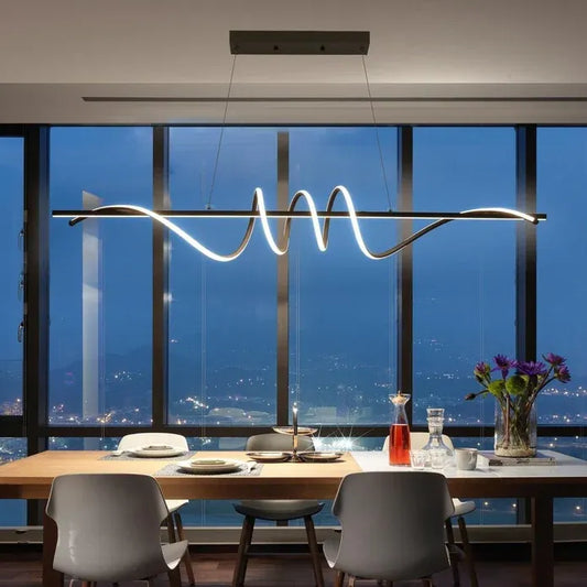 BAMDECOR A202 Modern LED Linear Pendant Lights with Dimmable LED (160cm/180cm-Black) 1.5 Meters