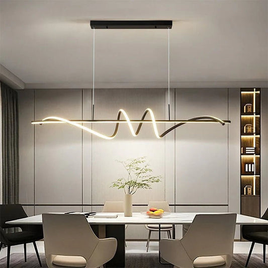 BAMDECOR A202 Modern LED Linear Pendant Lights with Dimmable LED (160cm/180cm-Black) 1.8 Meters