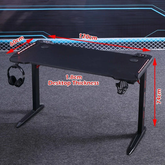 140cm RGB Gaming Desk Desktop PC Computer Desks Desktop Racing Table Office Laptop Home AU - Mekamart Australia