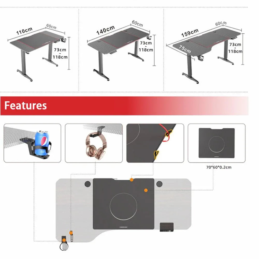 Gaming Standing Desk Home Office Lift Electric Height Adjustable Sit To Stand Motorized Standing Desk 1460 - Mekamart Australia