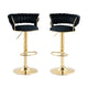 SERENITà Black Velvet Seat Kitchen Breakfast Bar Stools Counter Height Barstools with Back Cushioned Chairs for Home Bar x2 - Mekamart Australia
