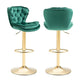 SERENITà Swivel Bar Stools Set of 2 Counter Height Barstools with Back Velvet Upholstered Adjustable Stool Chair Min Century Modern Bar Stool for Kitchen Island (Emerald Green) - Mekamart Australia